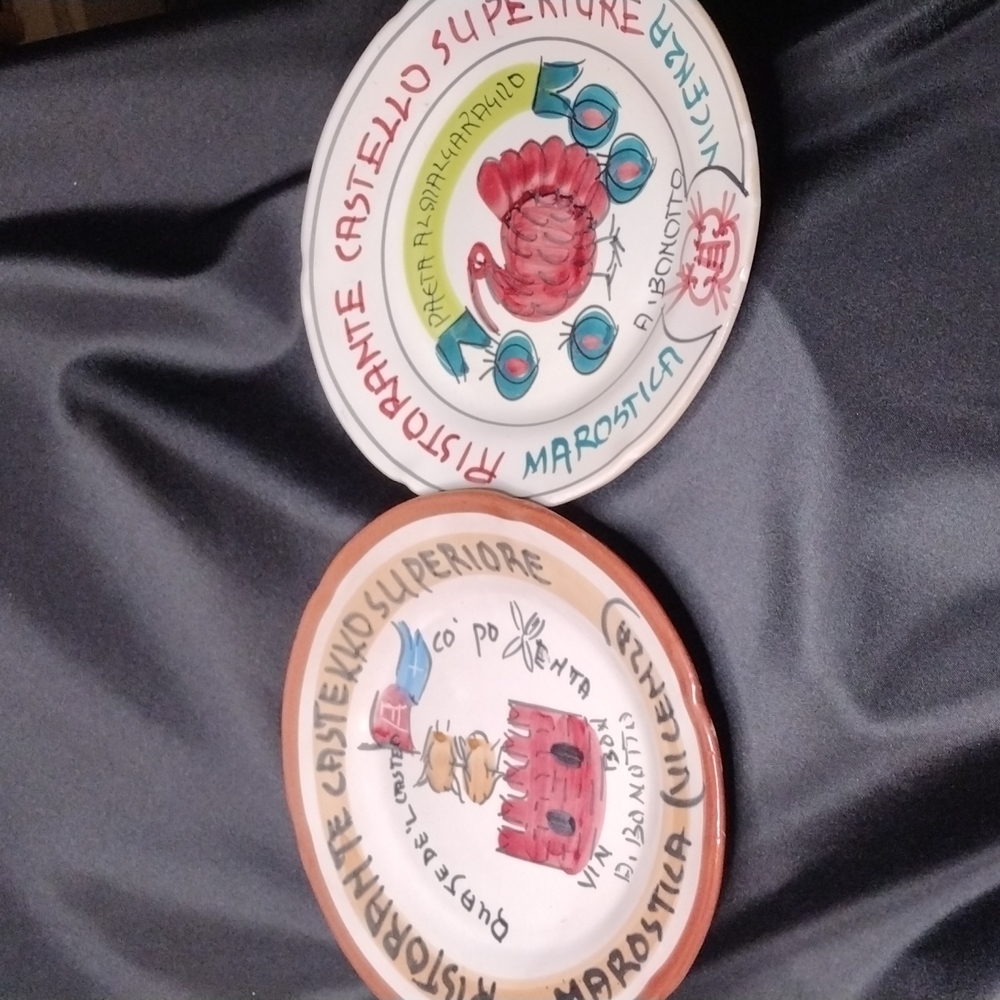 Set of 2 Vintage Italian Plates of Good Memory